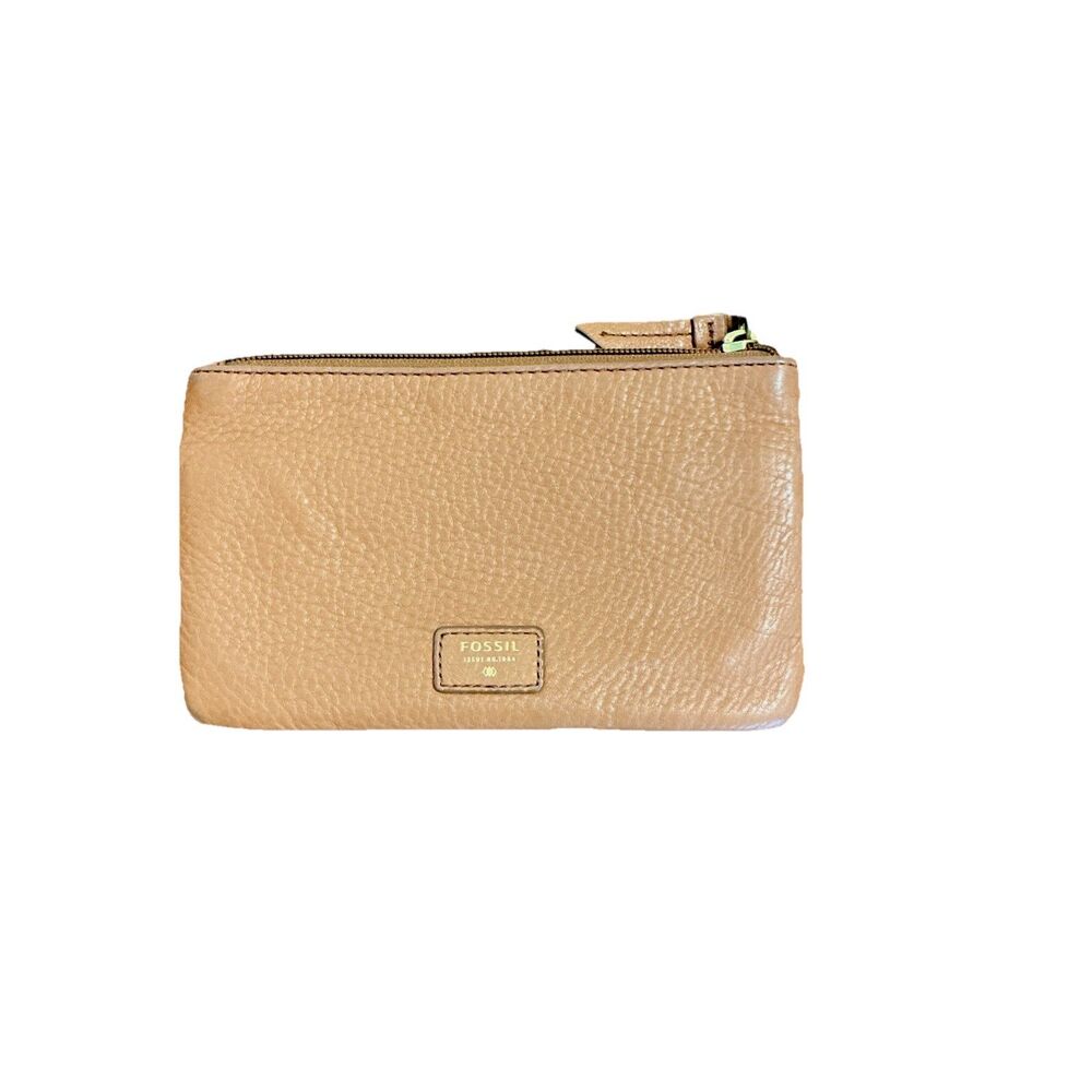 Fossil Karli Clutch Saddle Brown Women’s Wallet Leather Credit Card Slots Zipper